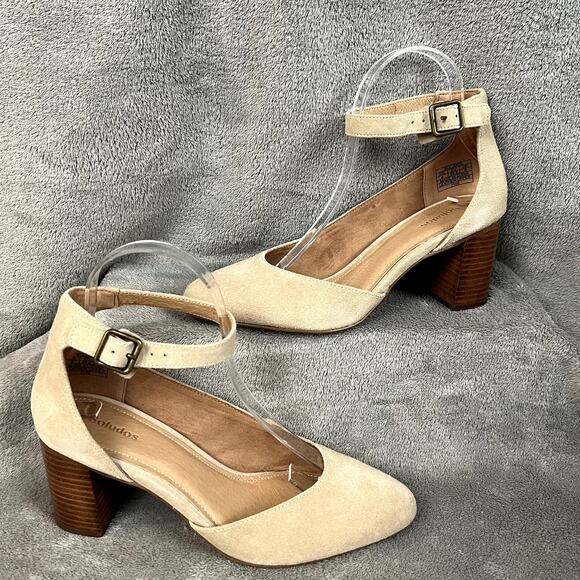 Soludos Shoes - Soludos Gemma Heel Shoes Womens 8 Beige Suede Leather Strappy Anthropologie
